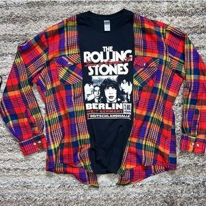 Reworked Rolling Stones Tee/Flannel